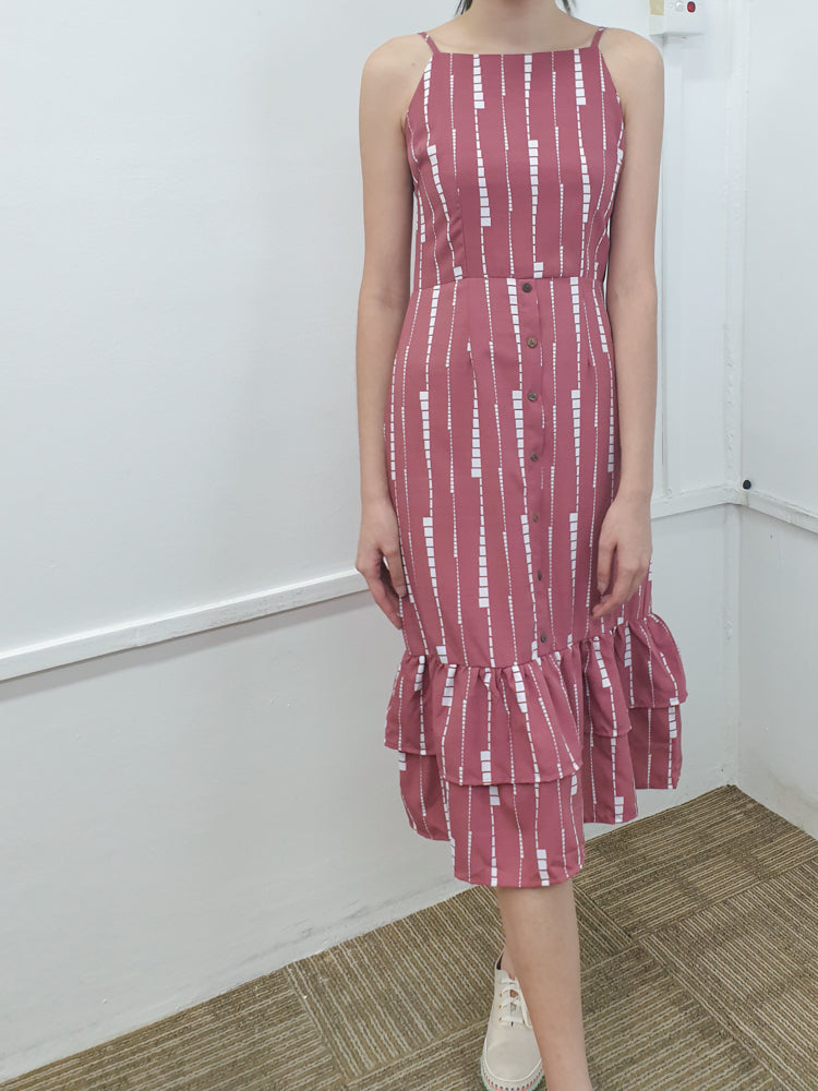 Button Down Ruffled Dress - Ferlicious