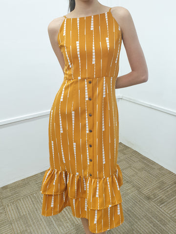 Button Down Ruffled Dress - Ferlicious