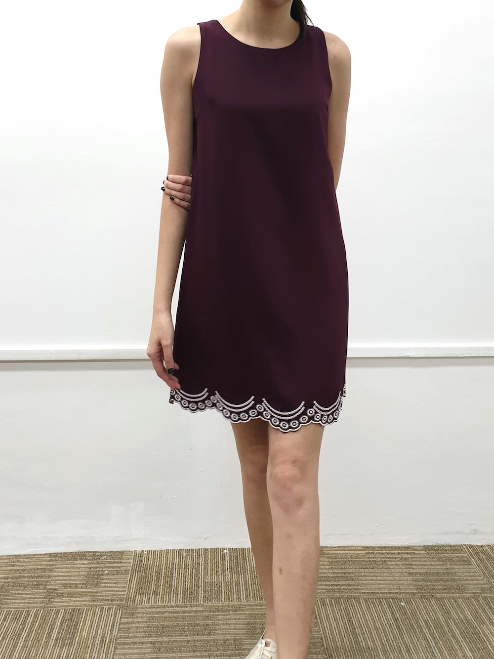 Silver Scallop Embroidery Dress - Ferlicious