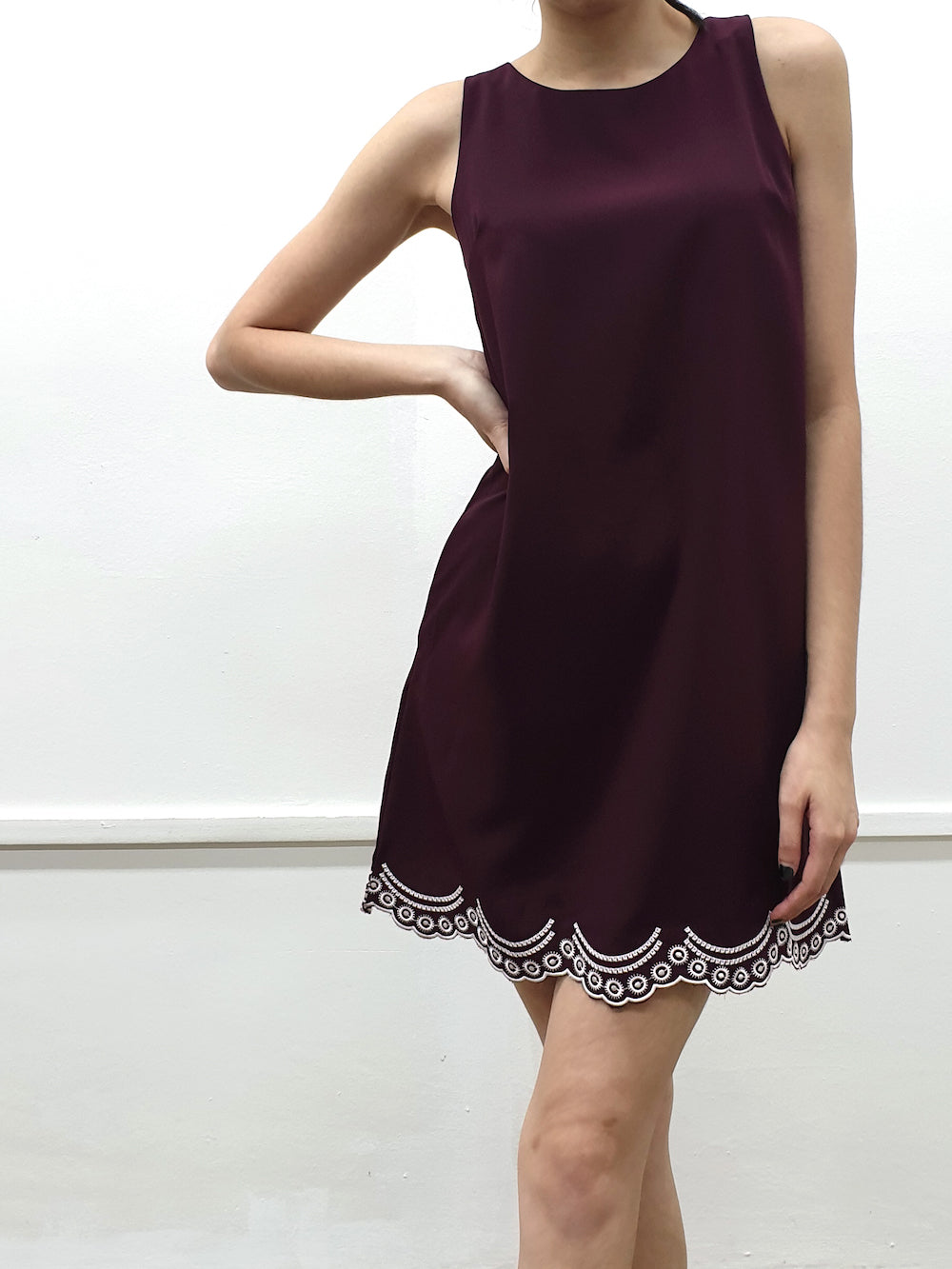 Silver Scallop Embroidery Dress - Ferlicious