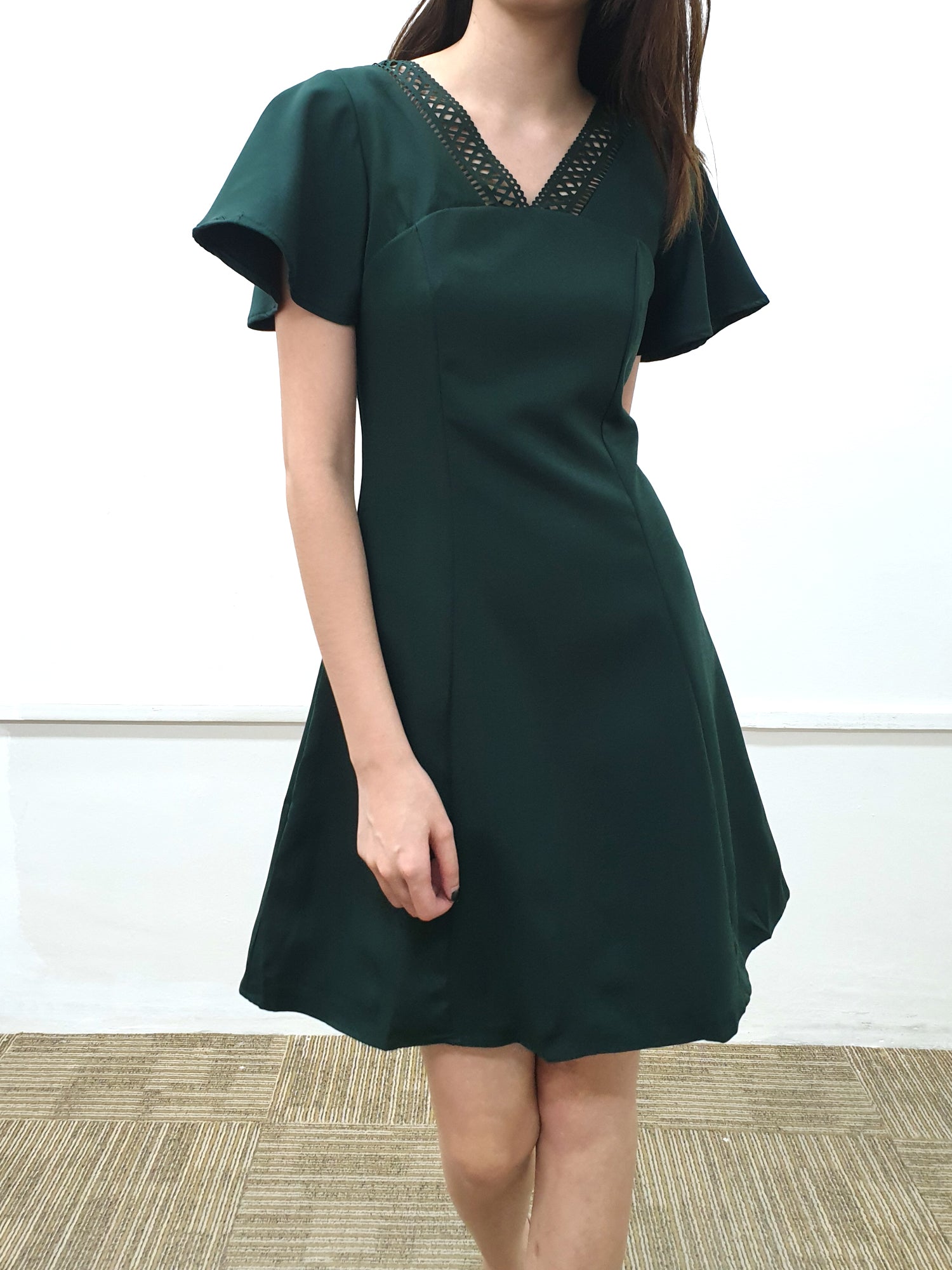 Laser Cut Collar Dress - Ferlicious