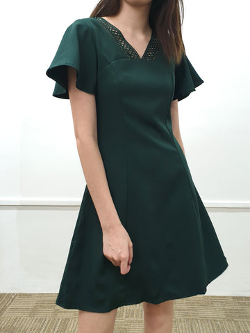 Laser Cut Collar Dress - Ferlicious