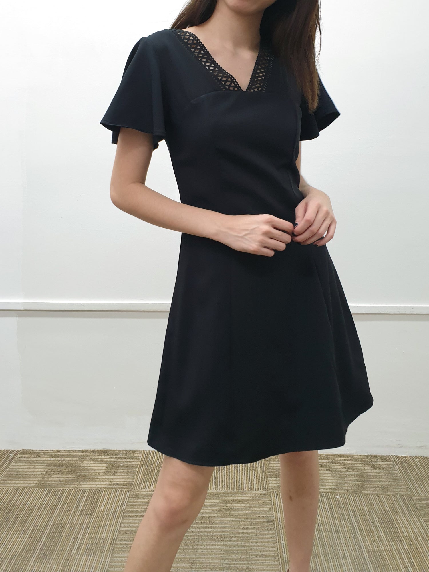 Laser Cut Collar Dress - Ferlicious