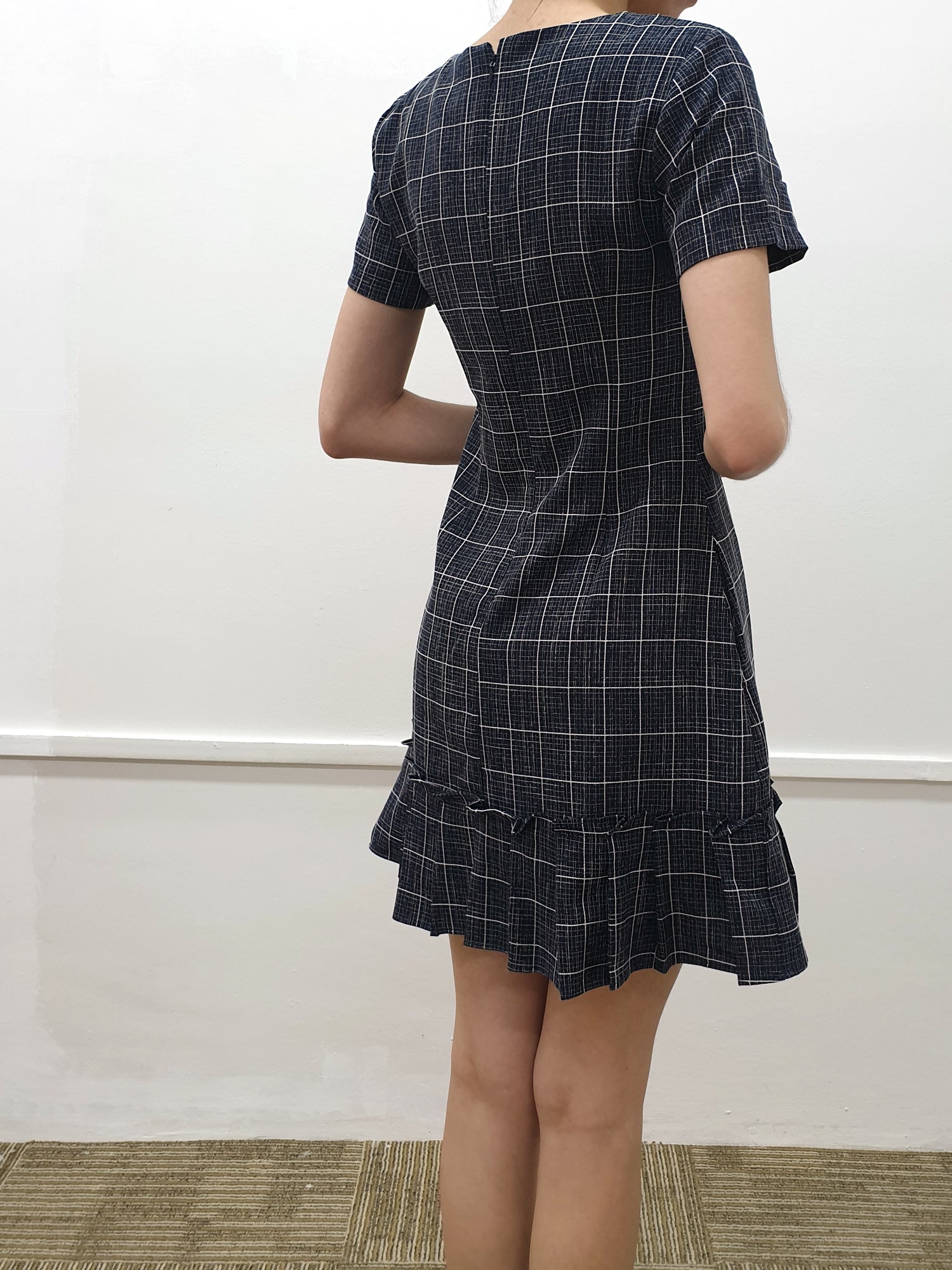 Grid Folded Hem Dress - Ferlicious