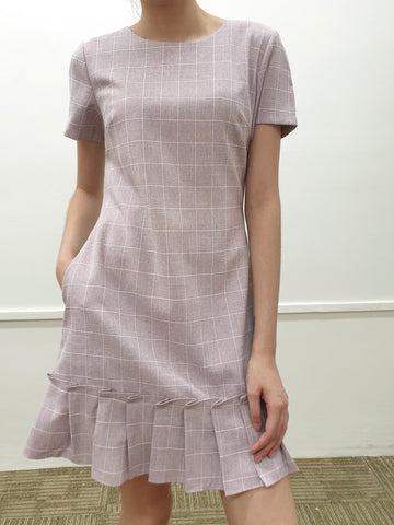 Grid Folded Hem Dress - Ferlicious