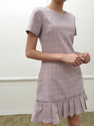 Grid Folded Hem Dress - Ferlicious