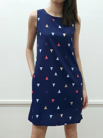 Triangle Print Shift Dress (Non-returnable) - Ferlicious