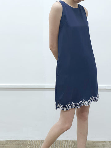 Silver Scallop Embroidery Dress - Ferlicious