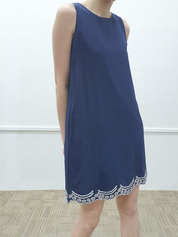Silver Scallop Embroidery Dress - Ferlicious