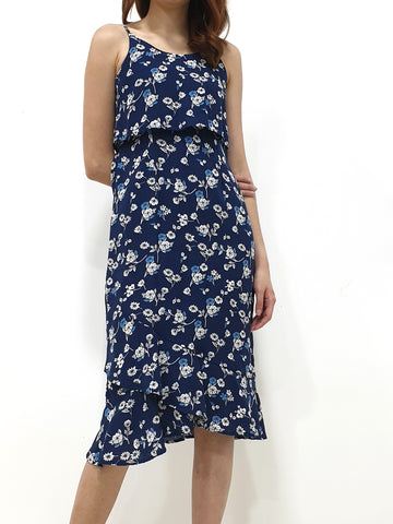 Layered Spaghetti Midi - Navy (Non-returnable) - Ferlicious