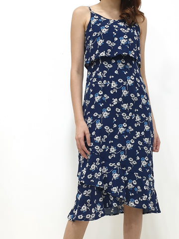 Layered Spaghetti Midi - Navy (Non-returnable) - Ferlicious