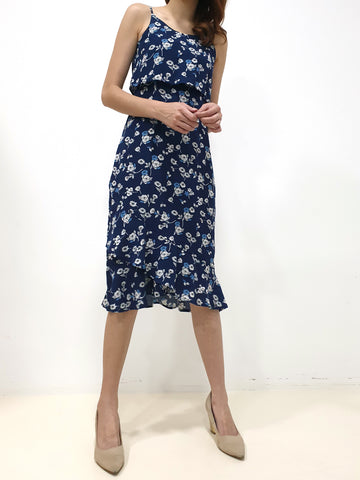 Layered Spaghetti Midi - Navy (Non-returnable) - Ferlicious