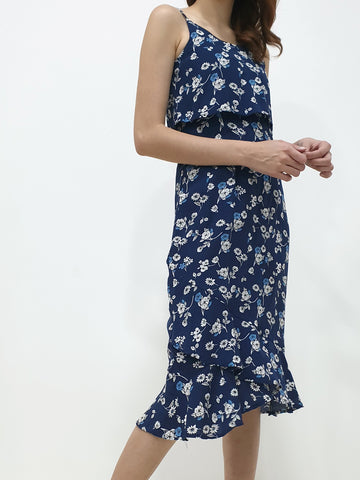 Layered Spaghetti Midi - Navy (Non-returnable) - Ferlicious