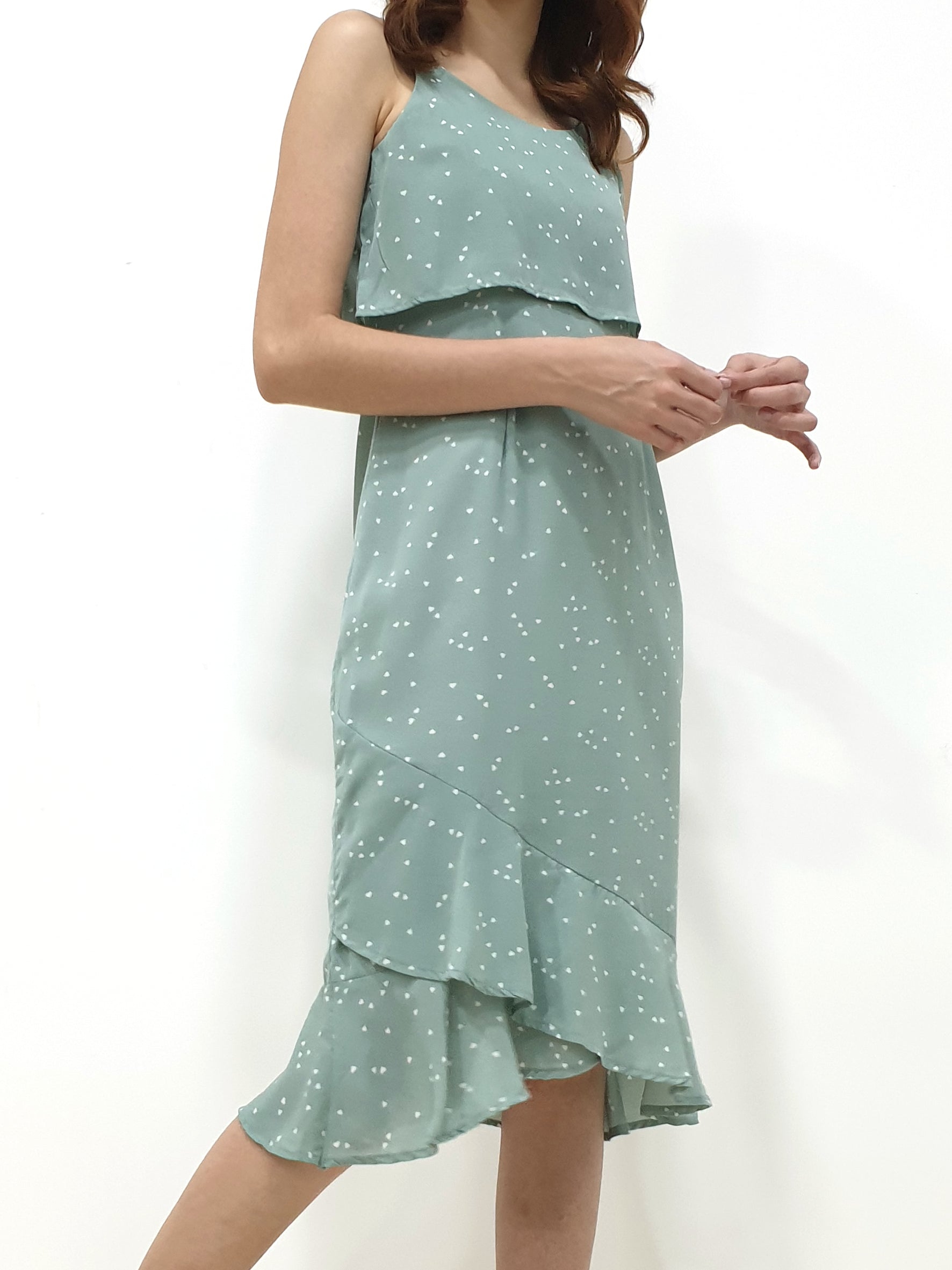 Layered Spaghetti Midi - Mint Hearts (Non-returnable) - Ferlicious