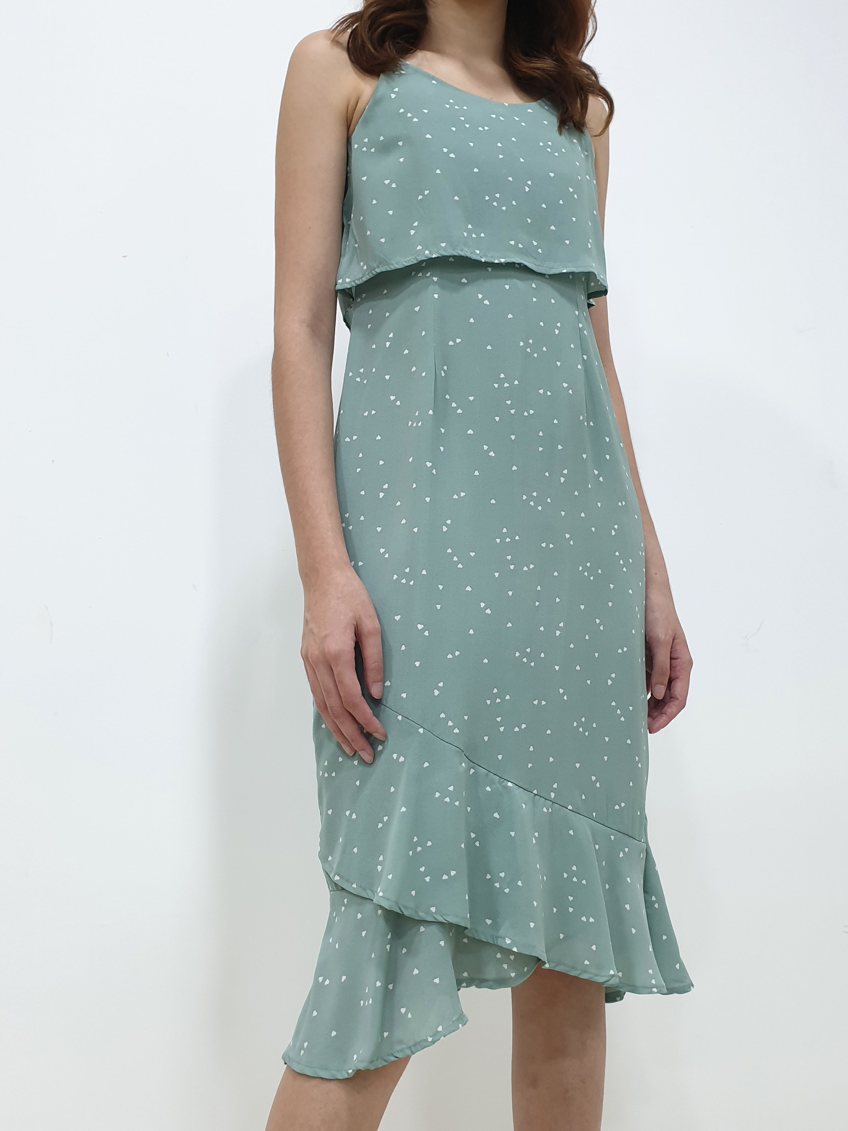 Layered Spaghetti Midi - Mint Hearts (Non-returnable) - Ferlicious