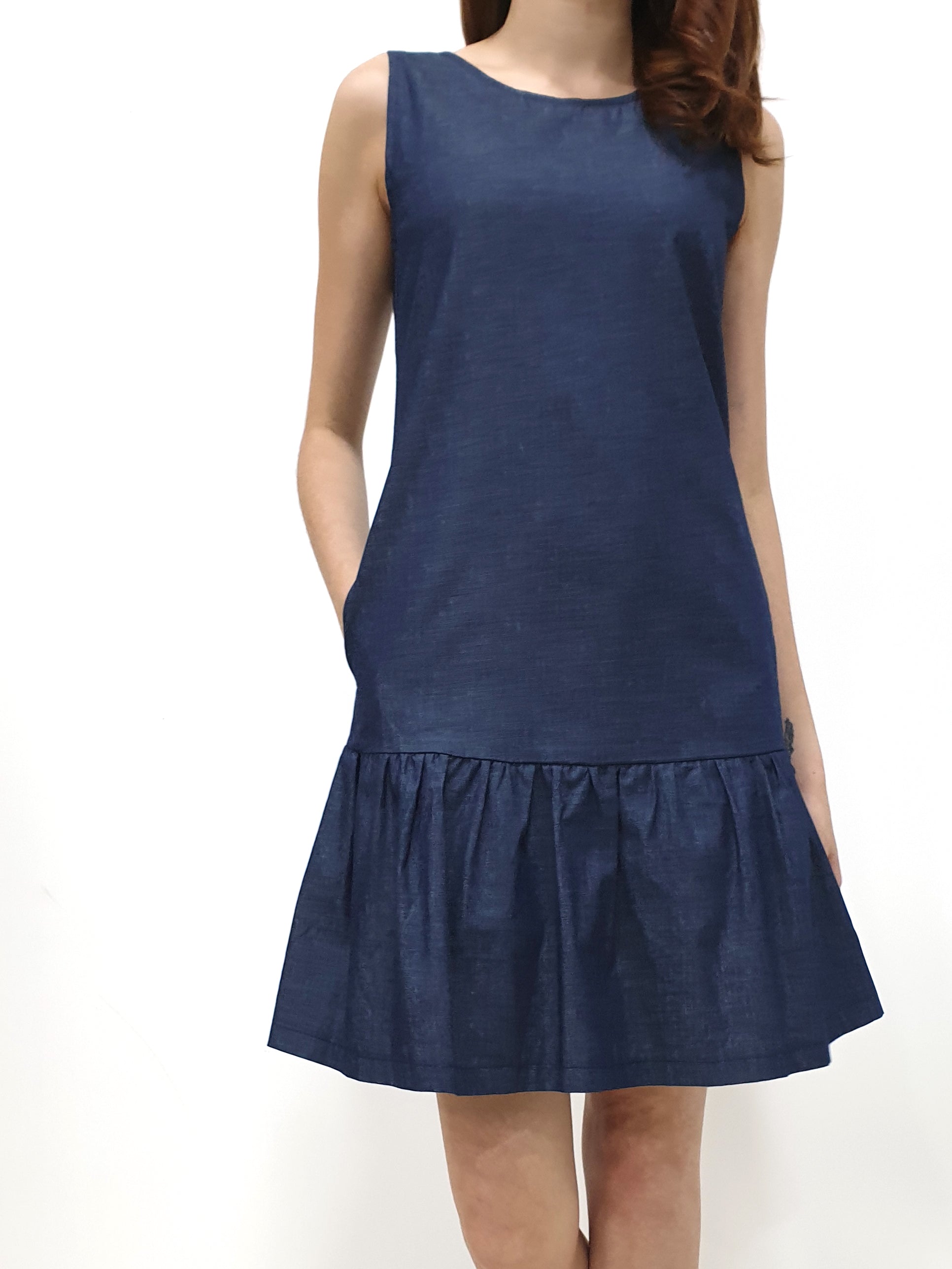 Denim Ruffles Sleeveless Dress - Blue (Non-returnable) - Ferlicious