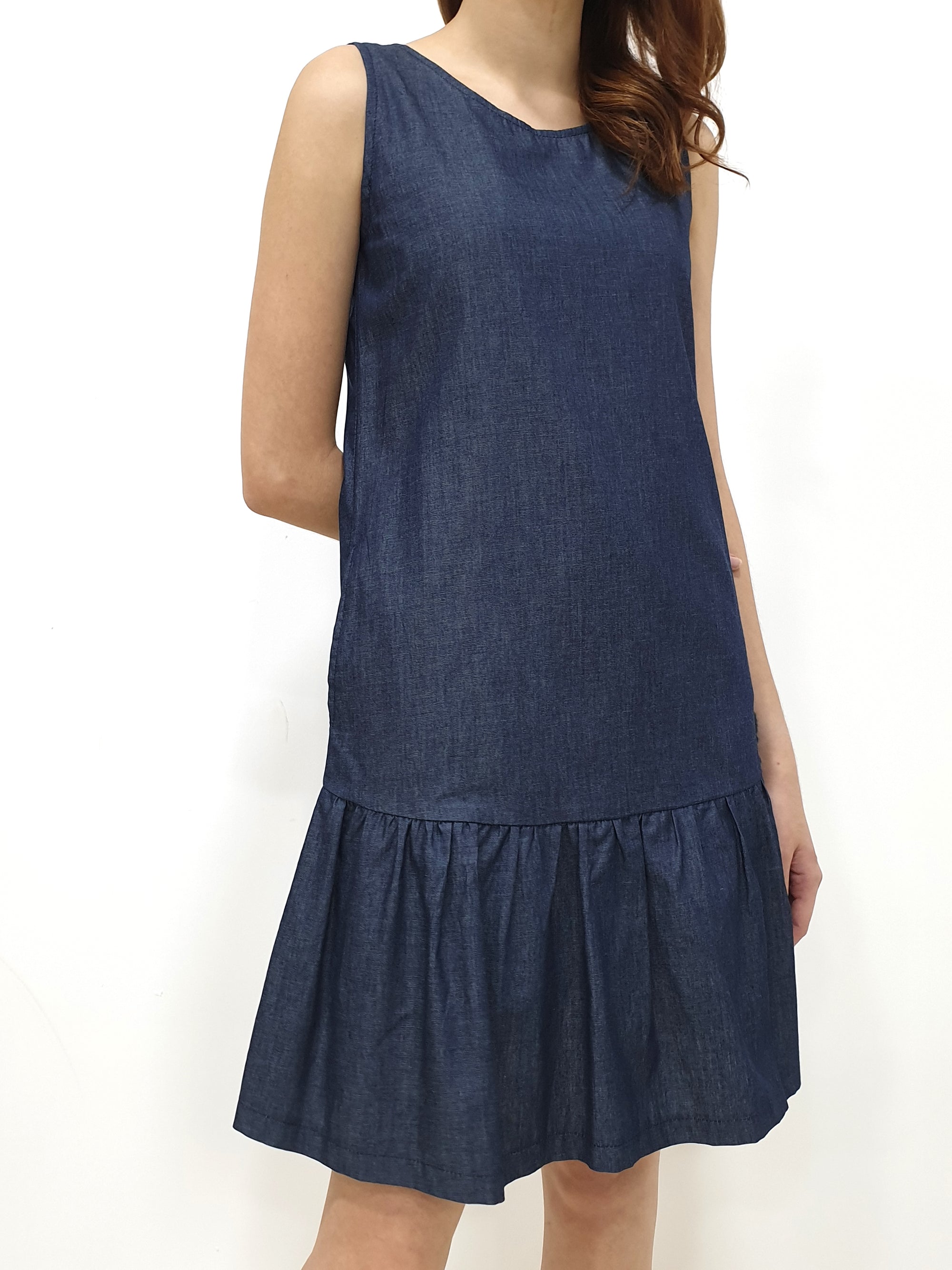 Denim Ruffles Sleeveless Dress - Blue (Non-returnable) - Ferlicious