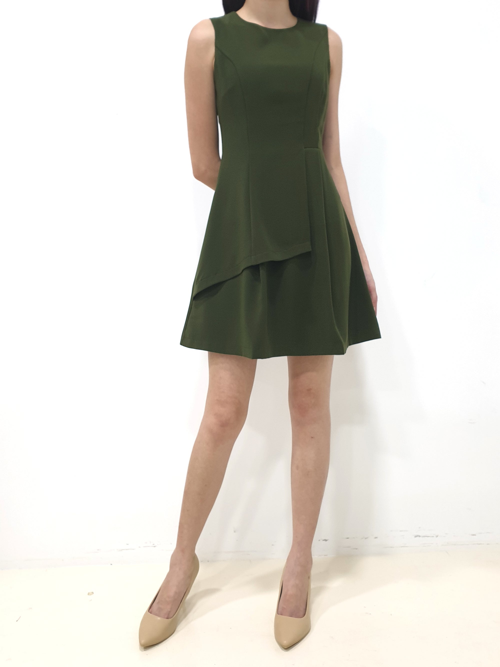 Side Flap Pleated Dress (Non-returnable) - Ferlicious