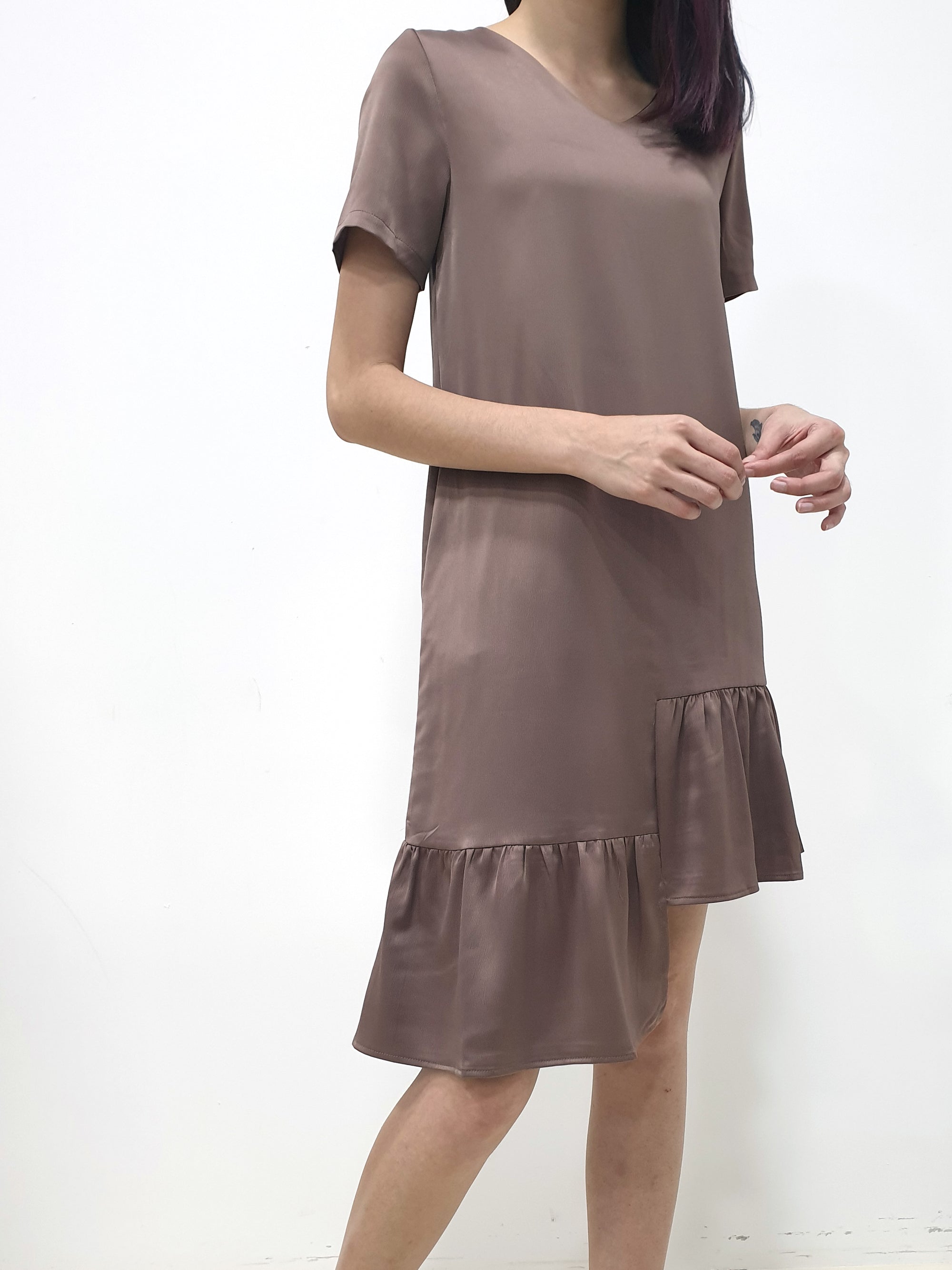 Frosty Hi Low Dress - Brown (Non-returnable) - Ferlicious