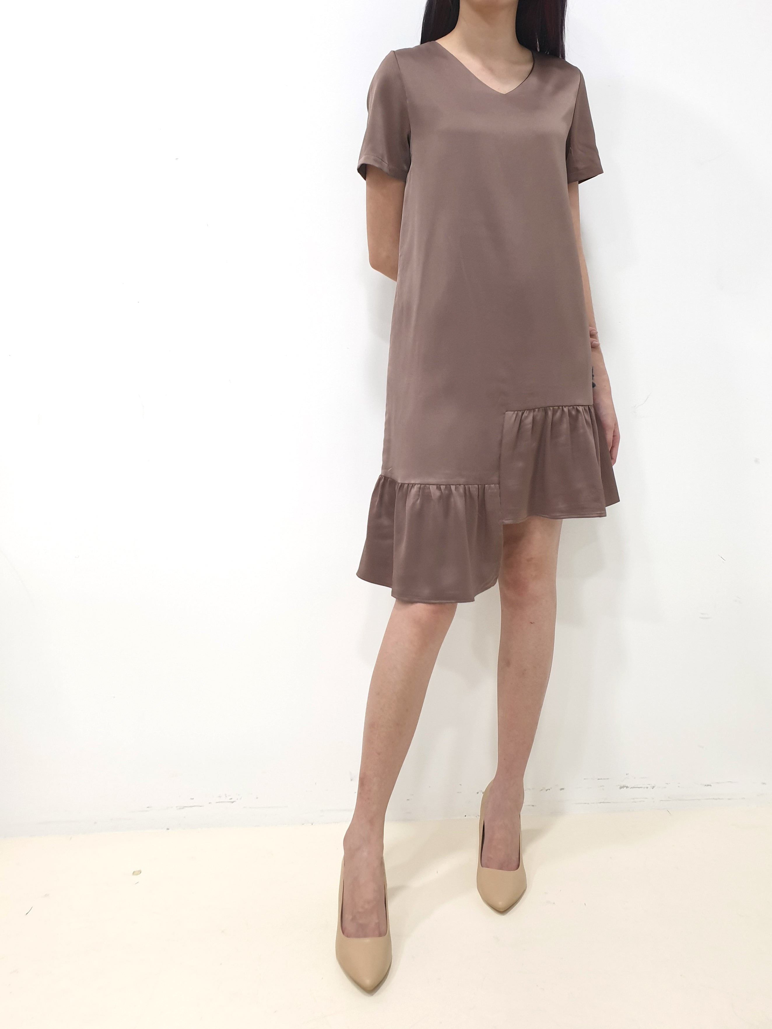 Frosty Hi Low Dress - Brown (Non-returnable) - Ferlicious