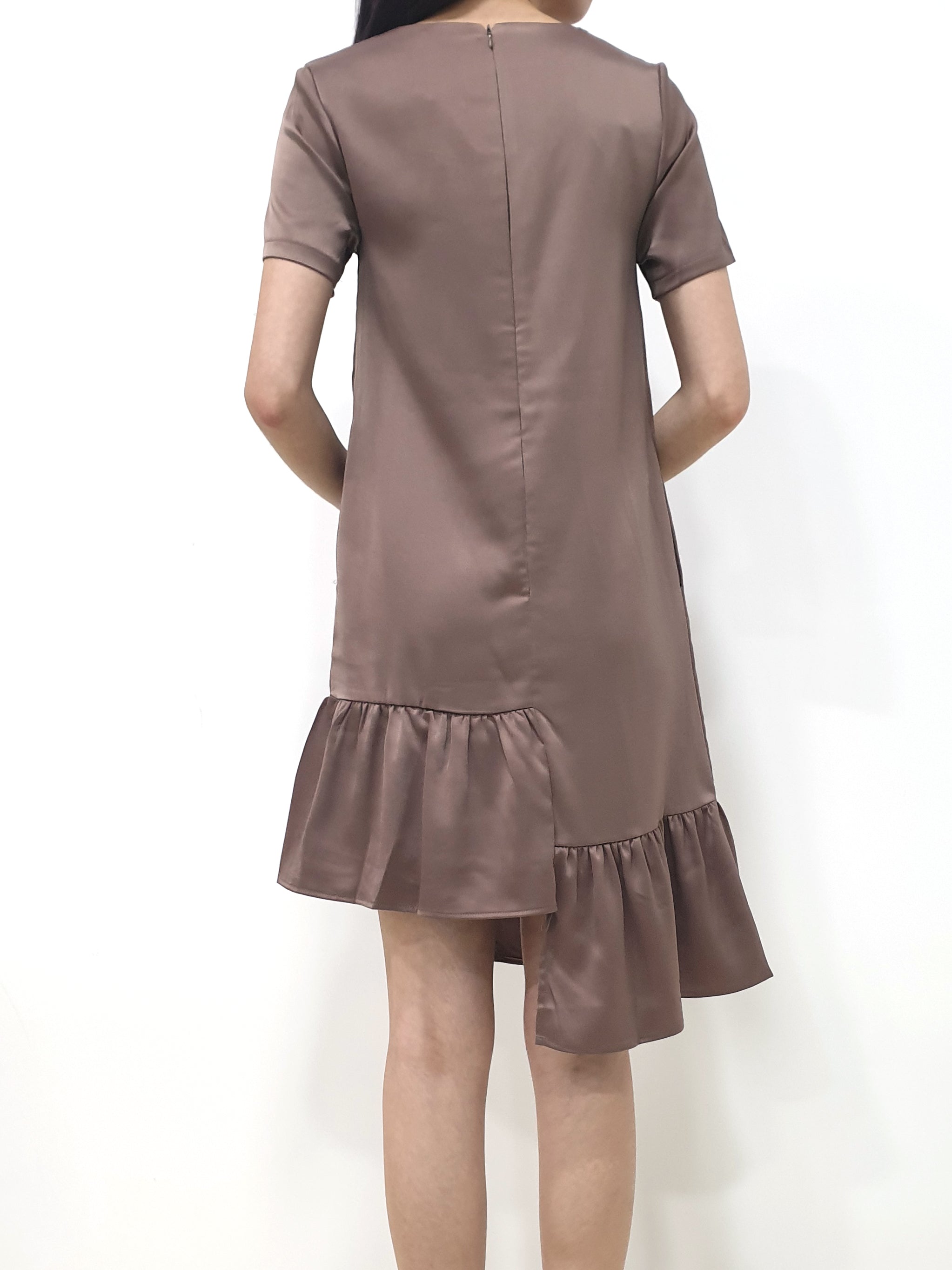 Frosty Hi Low Dress - Brown (Non-returnable) - Ferlicious