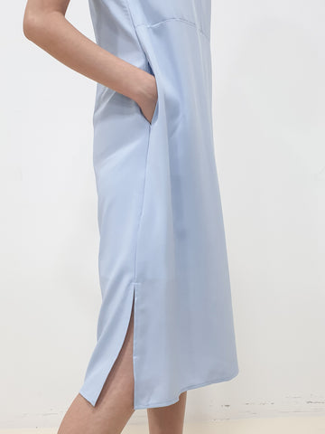 Front Button Midi Dress - Light Blue (Non-returnable) - Ferlicious