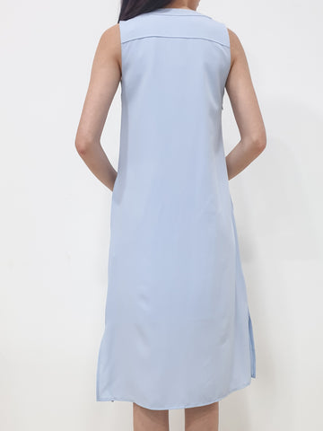 Front Button Midi Dress - Light Blue (Non-returnable) - Ferlicious