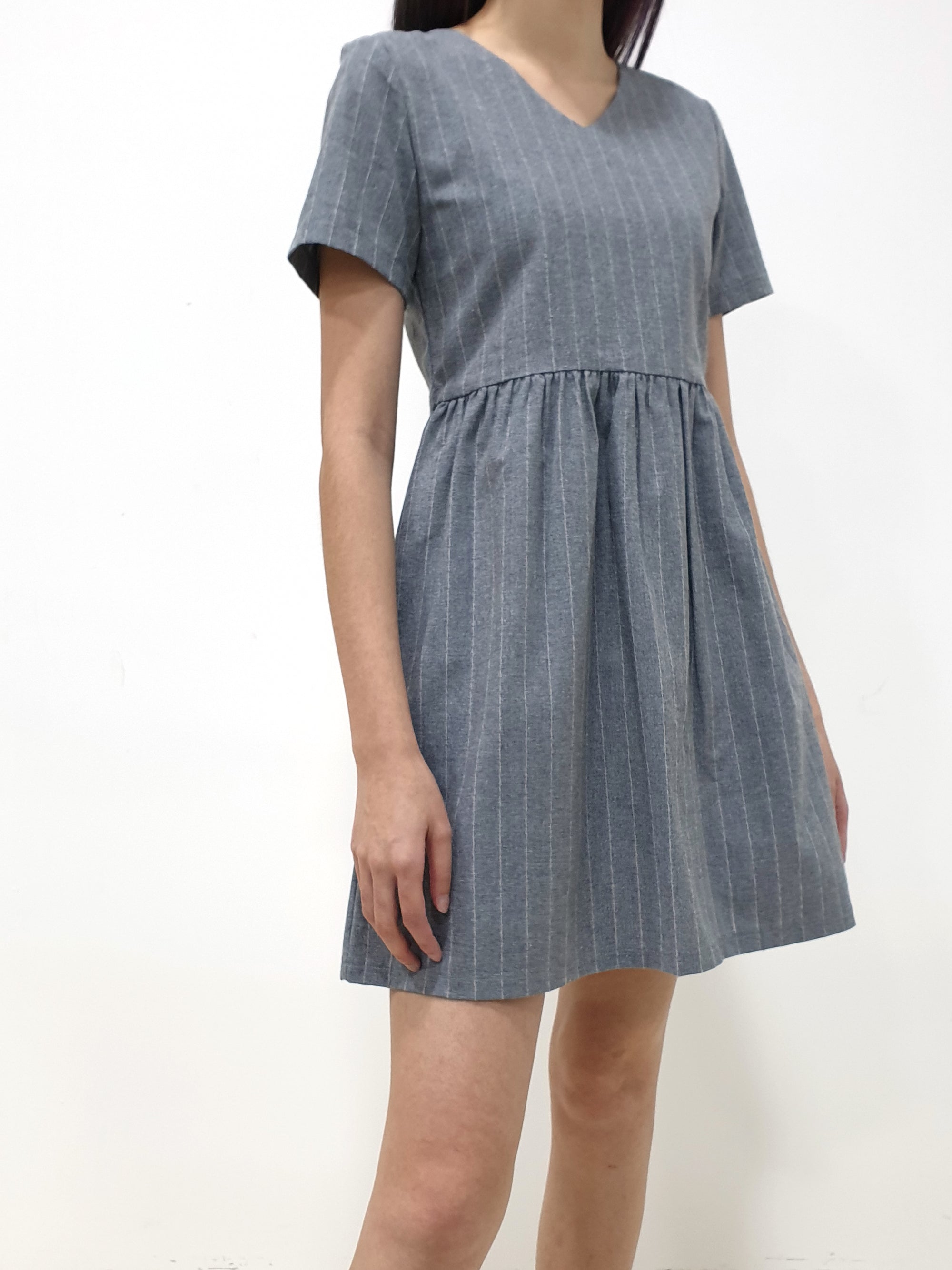 Stripes Babydoll Dress - Grey (Non-returnable) - Ferlicious