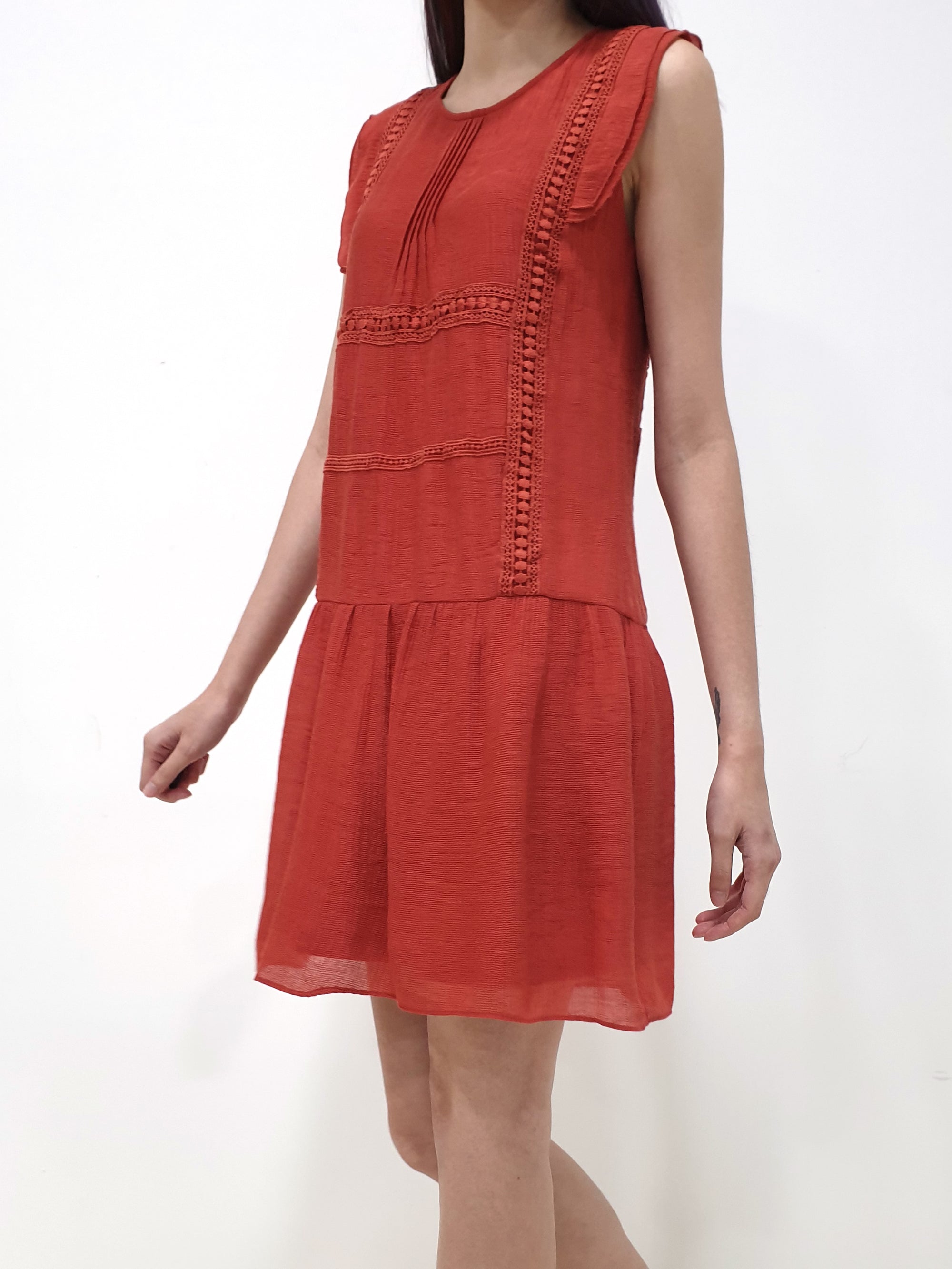 Joyce Crochet Dress - Brick (Non-returnable) - Ferlicious