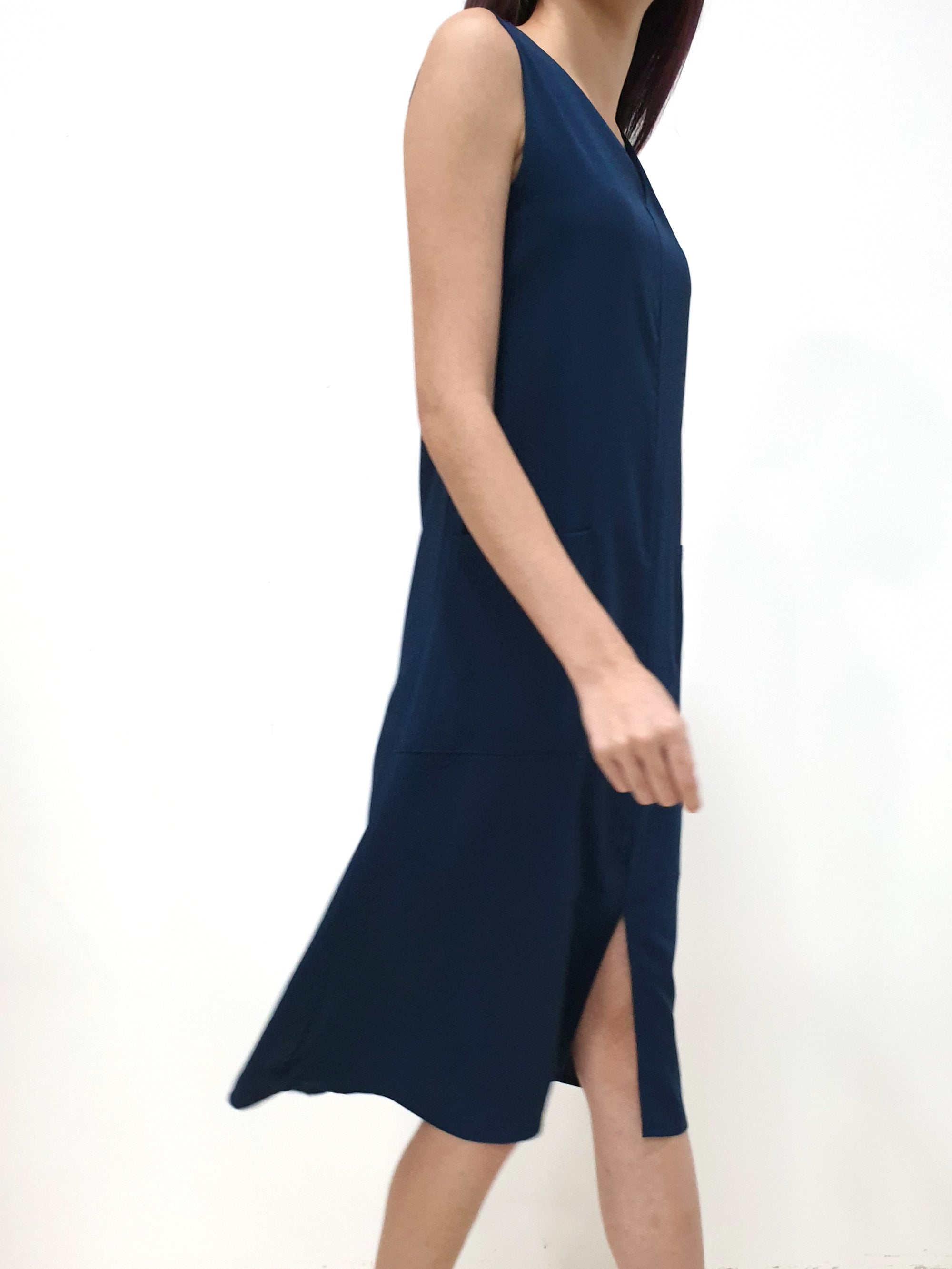 Side Pockets Midi Dress - Blue (Non-returnable) - Ferlicious