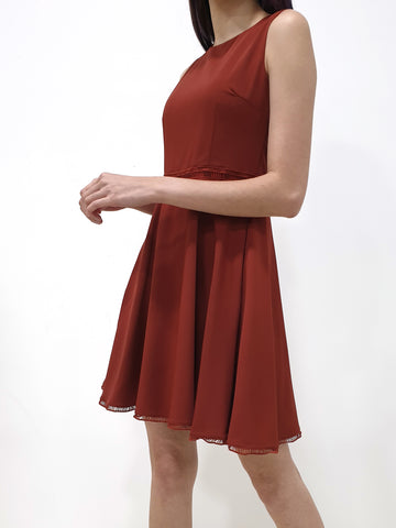 Ladder Lace Dress - Brick (Non-returnable) - Ferlicious