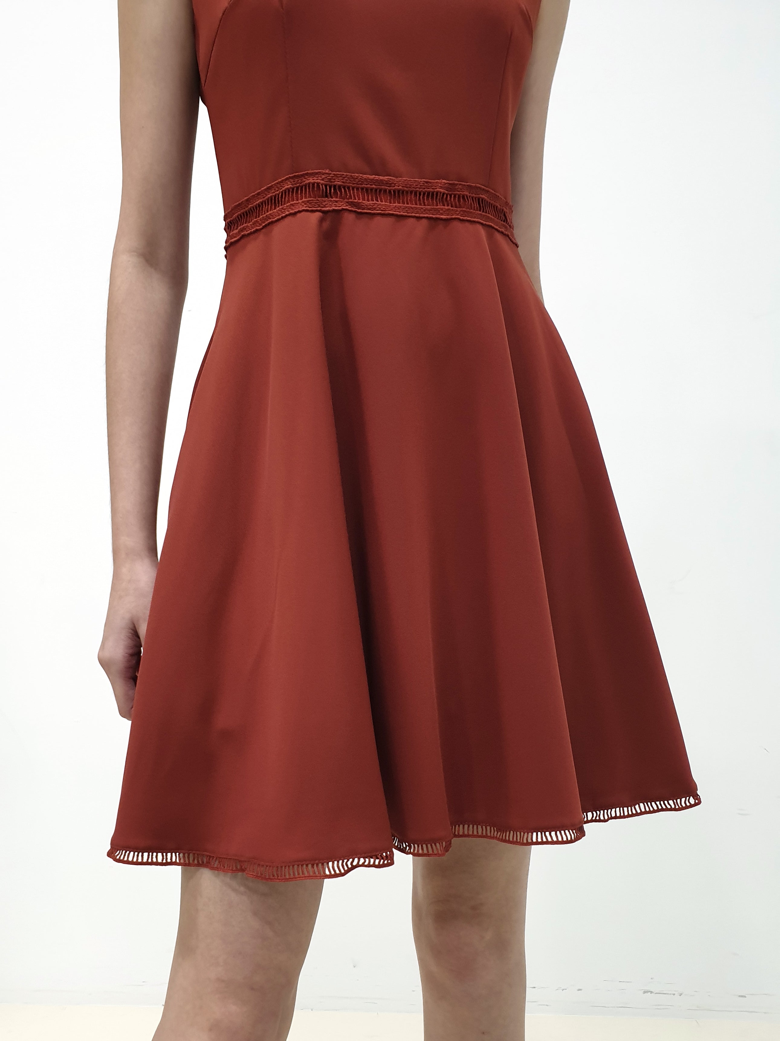 Ladder Lace Dress - Brick (Non-returnable) - Ferlicious