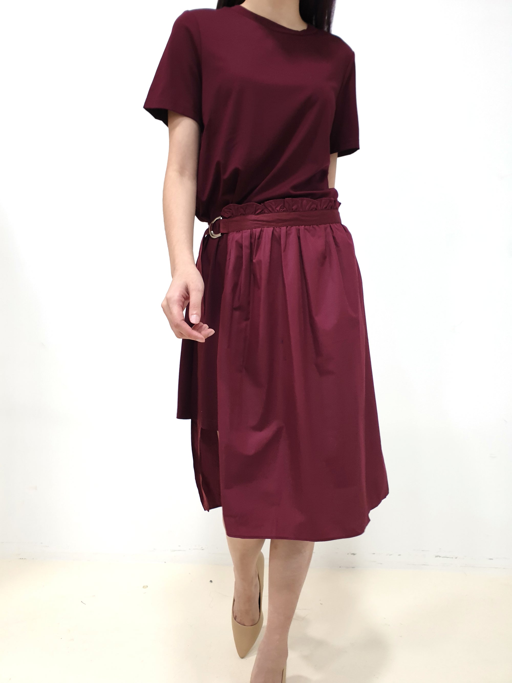 Side Gather Casual Dress - Plum (Non-returnable) - Ferlicious