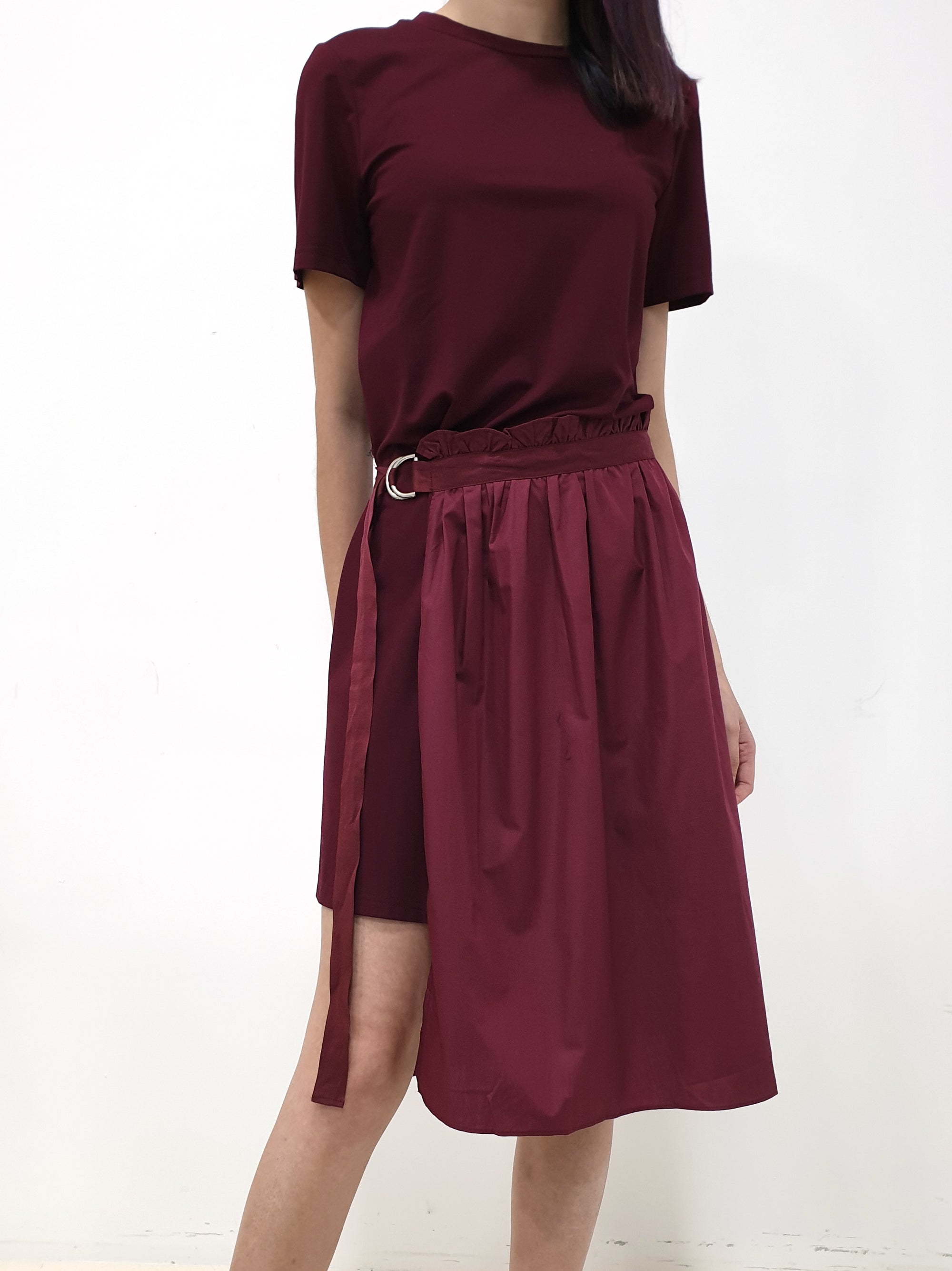 Side Gather Casual Dress - Plum (Non-returnable) - Ferlicious
