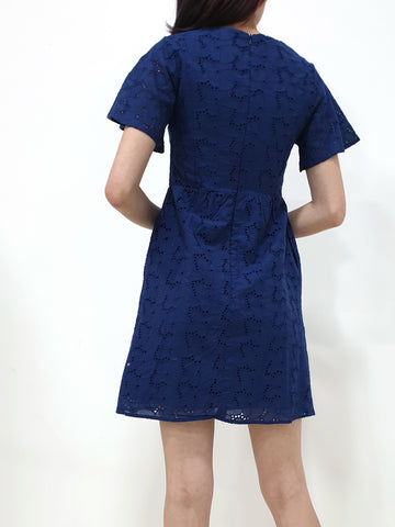 Flutter Sleeve Eyelet Dress (Non-returnable) - Ferlicious