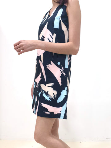 Abstract Print Shift Dress - Ferlicious