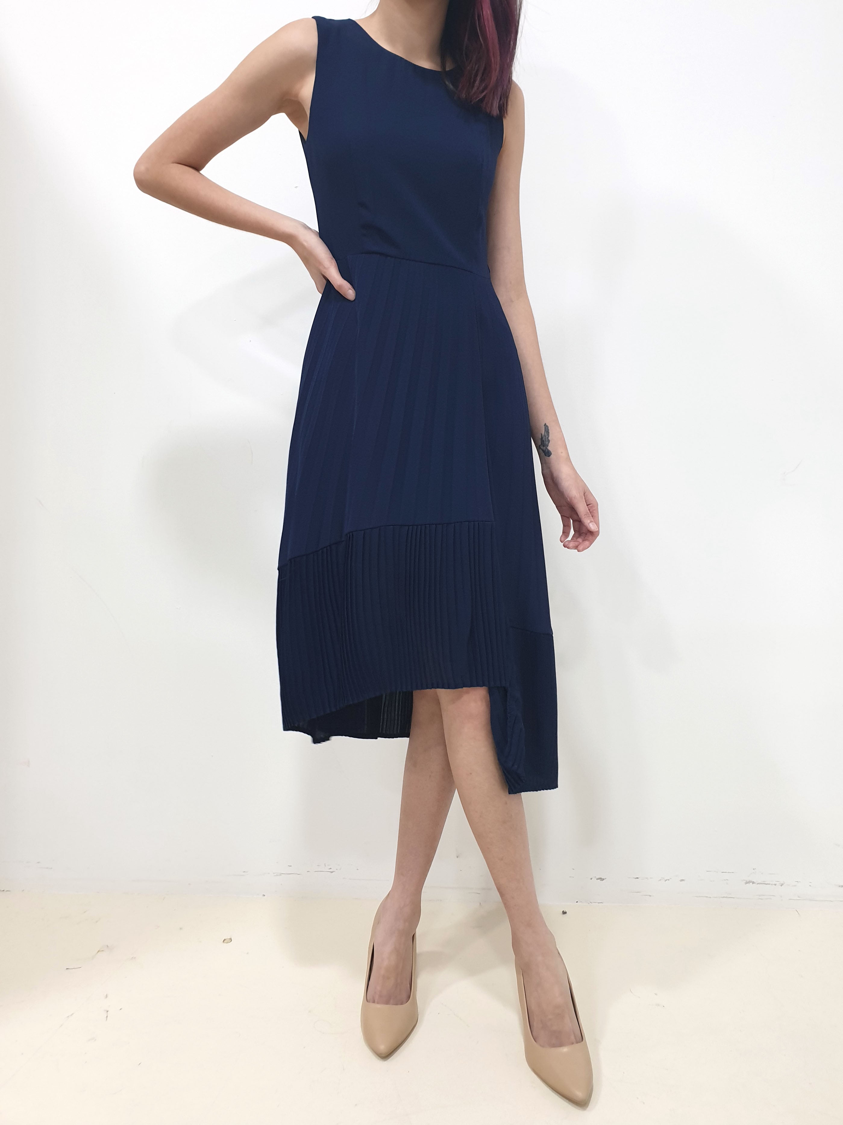 Duo Pleats Dress (Non-returnable) - Ferlicious