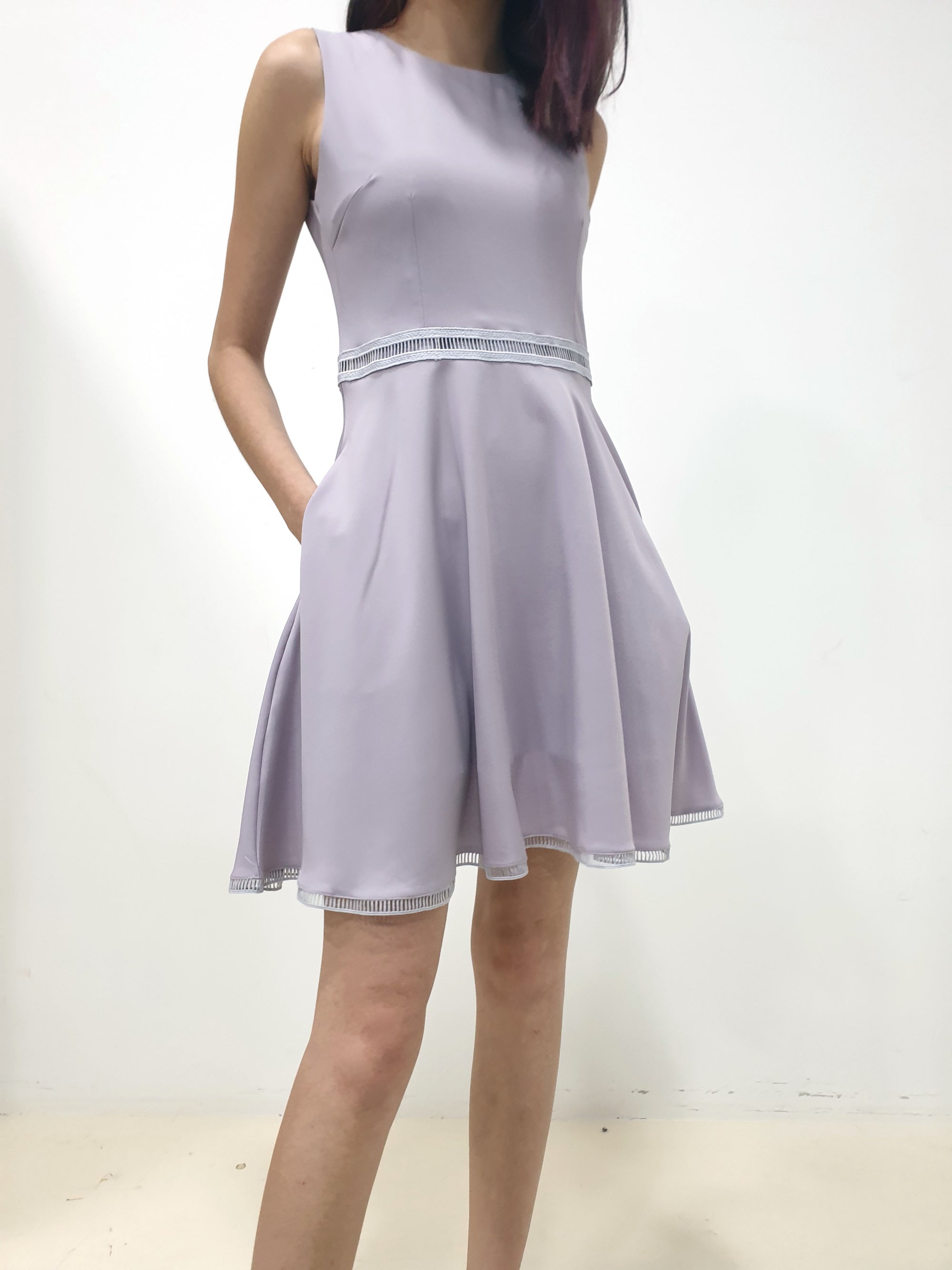 Ladder Lace Dress - Lilac Grey (Non-returnable) - Ferlicious