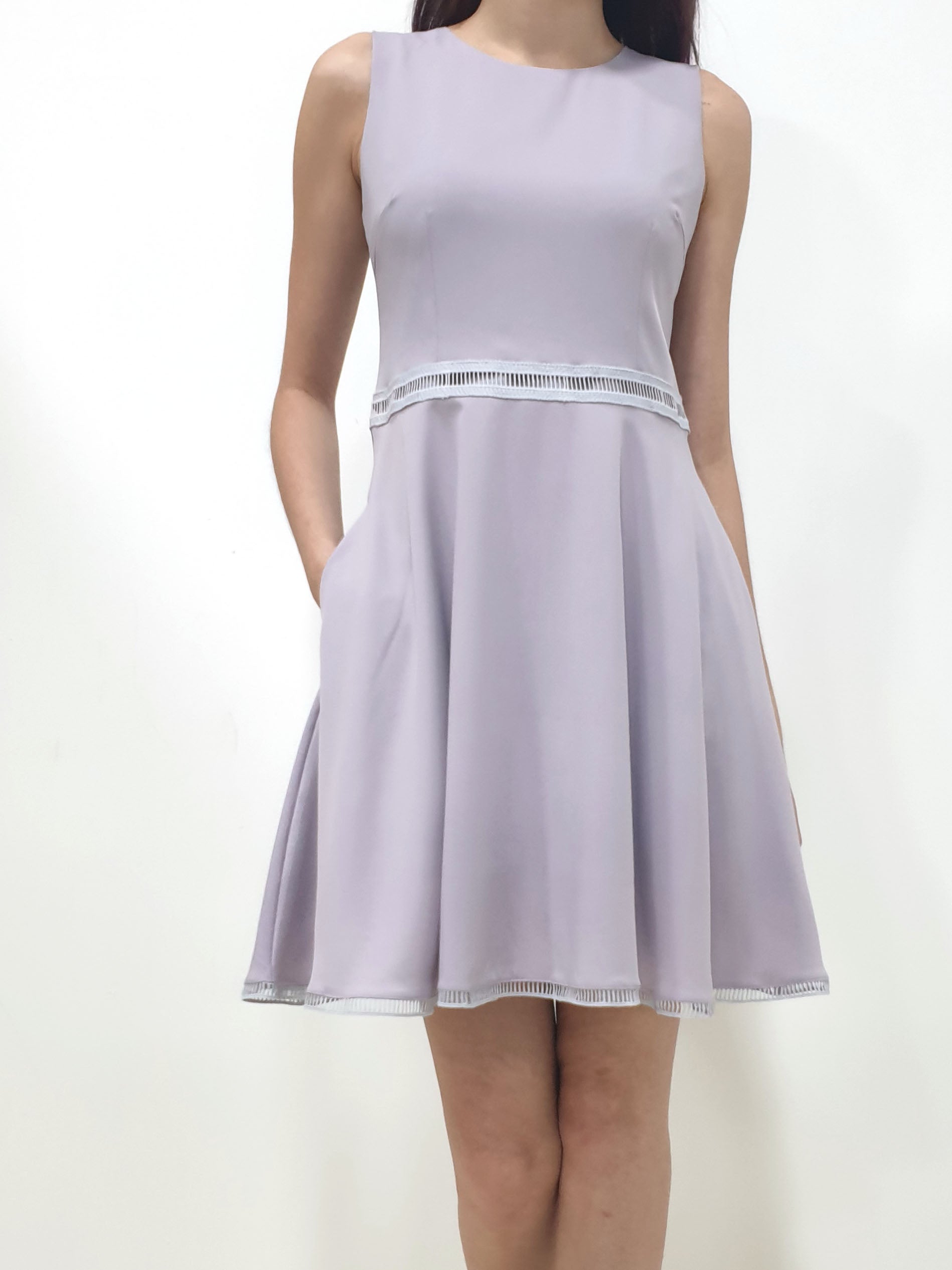 Ladder Lace Dress - Lilac Grey (Non-returnable) - Ferlicious