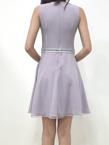 Ladder Lace Dress - Lilac Grey (Non-returnable) - Ferlicious