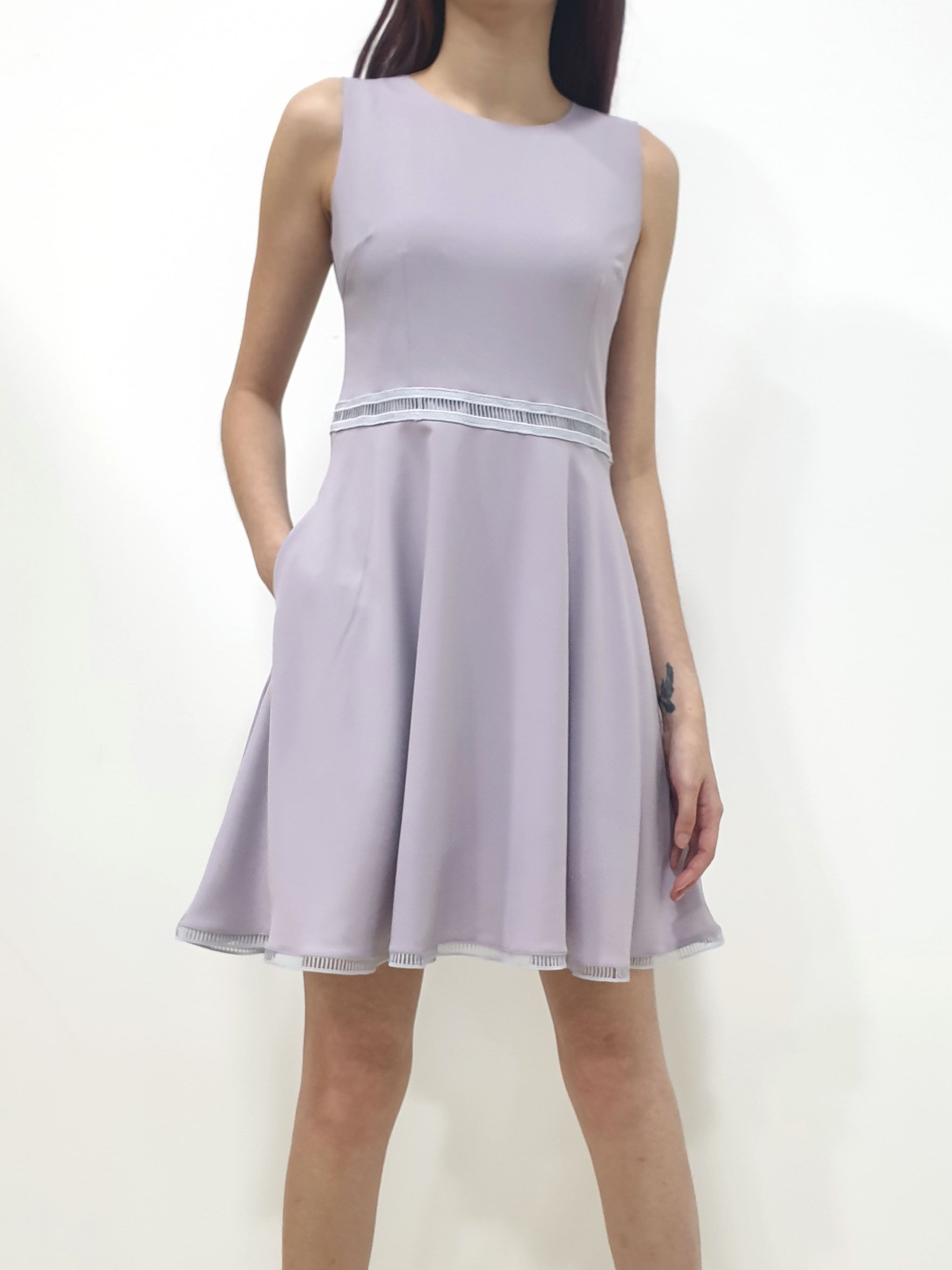 Ladder Lace Dress - Lilac Grey (Non-returnable) - Ferlicious