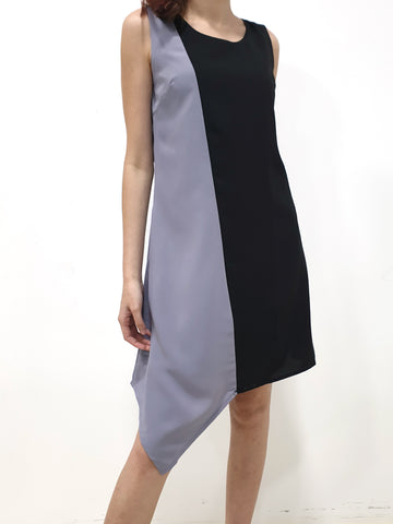 Colourblock Handkerchief Dress - Black (Non-returnable) - Ferlicious