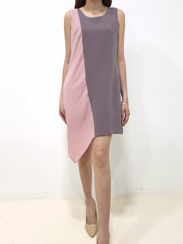 Colourblock Handkerchief Dress - Pink (Non-returnable) - Ferlicious