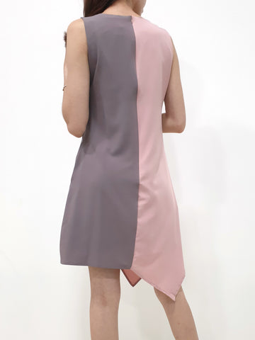 Colourblock Handkerchief Dress - Pink (Non-returnable) - Ferlicious