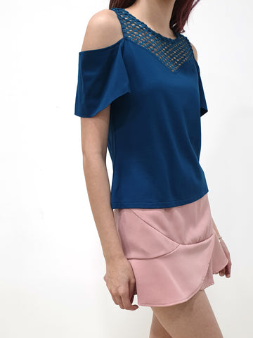 See Through Cold Shoulder Top (Non-returnable) - Ferlicious
