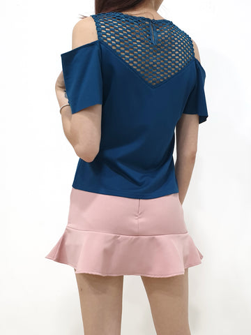 See Through Cold Shoulder Top (Non-returnable) - Ferlicious