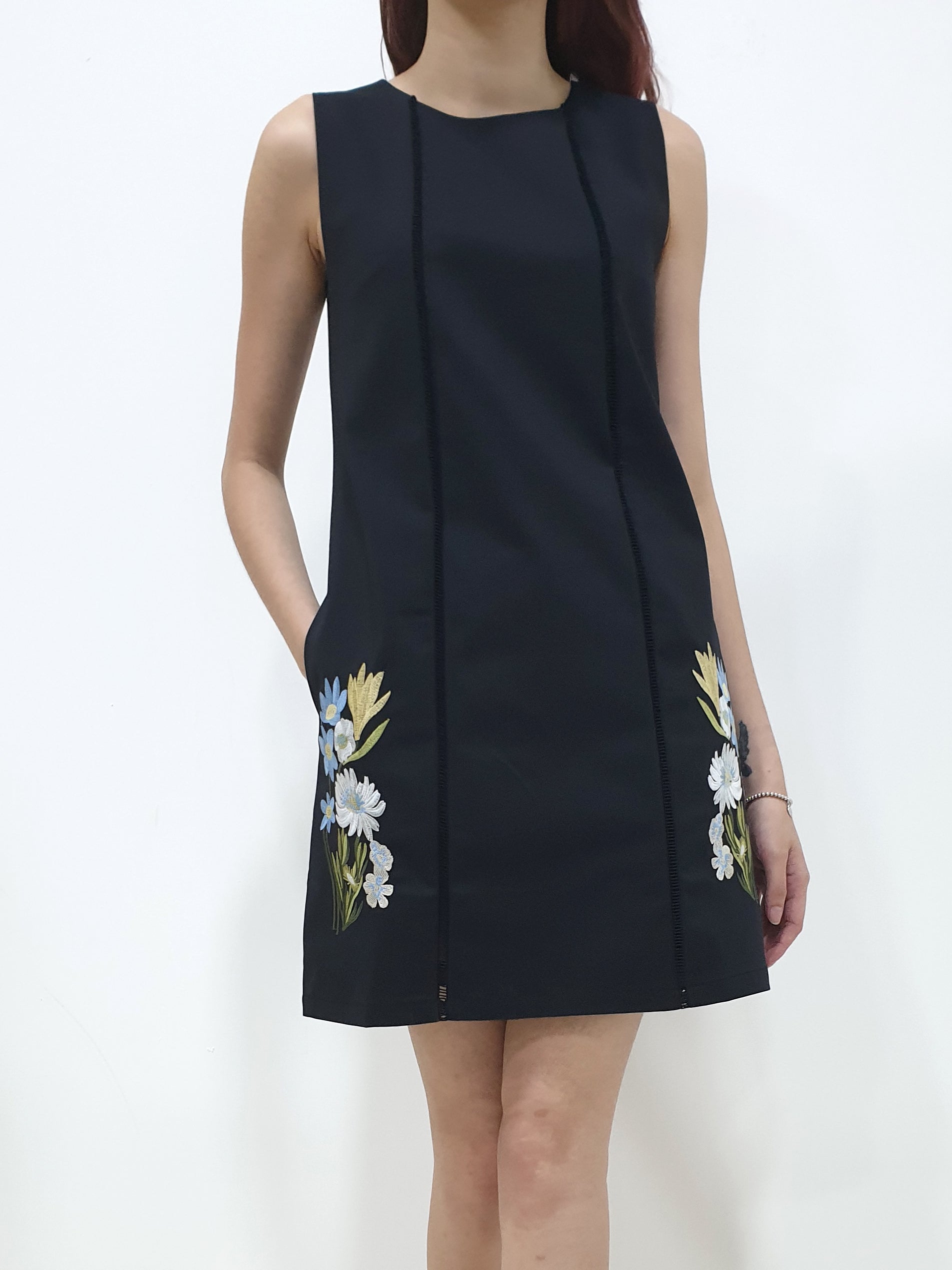 Side Embroidery Shift Dress (Non-returnable) - Ferlicious