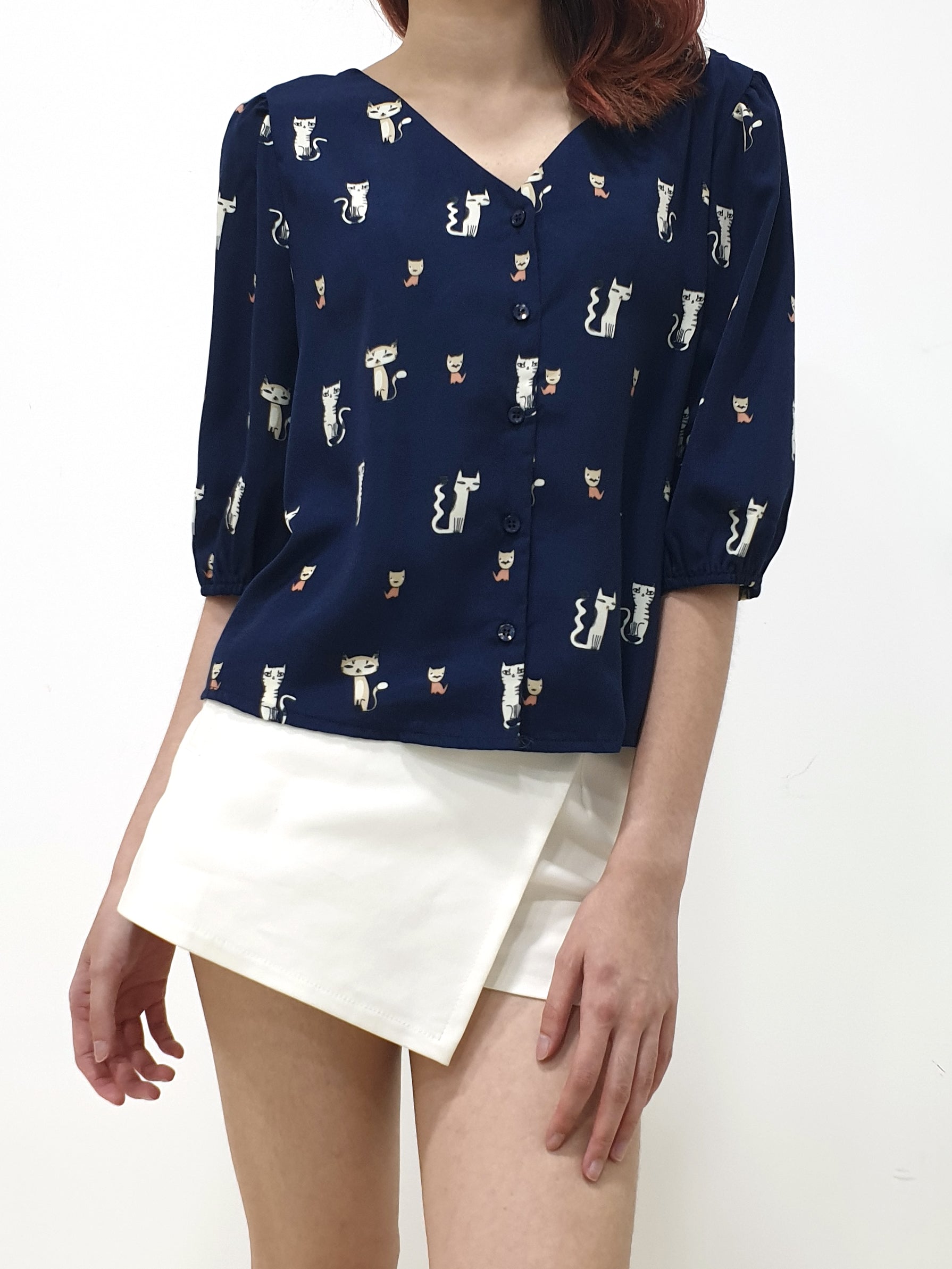 Cat Print Top (Non-returnable) - Ferlicious