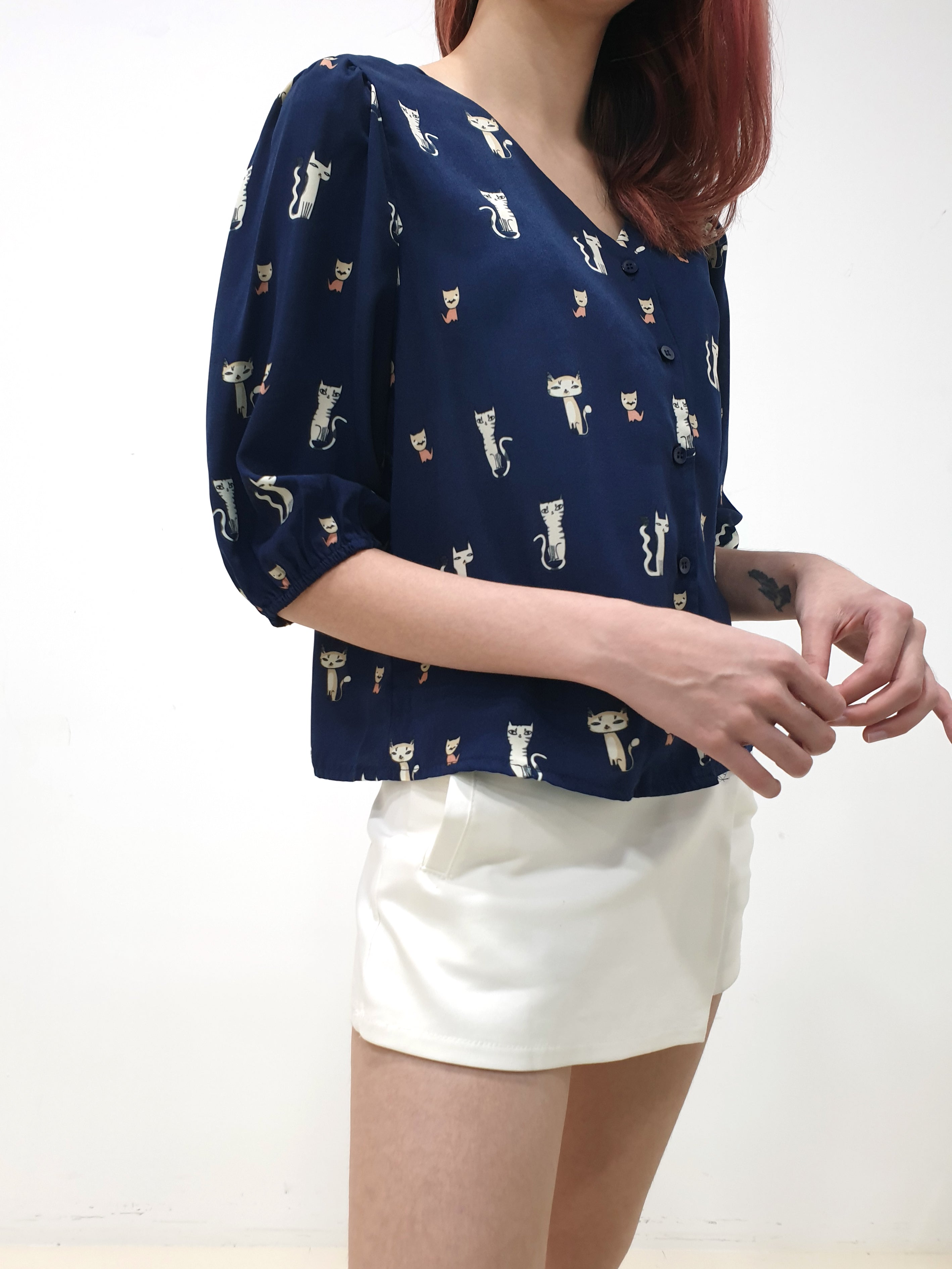Cat Print Top (Non-returnable) - Ferlicious