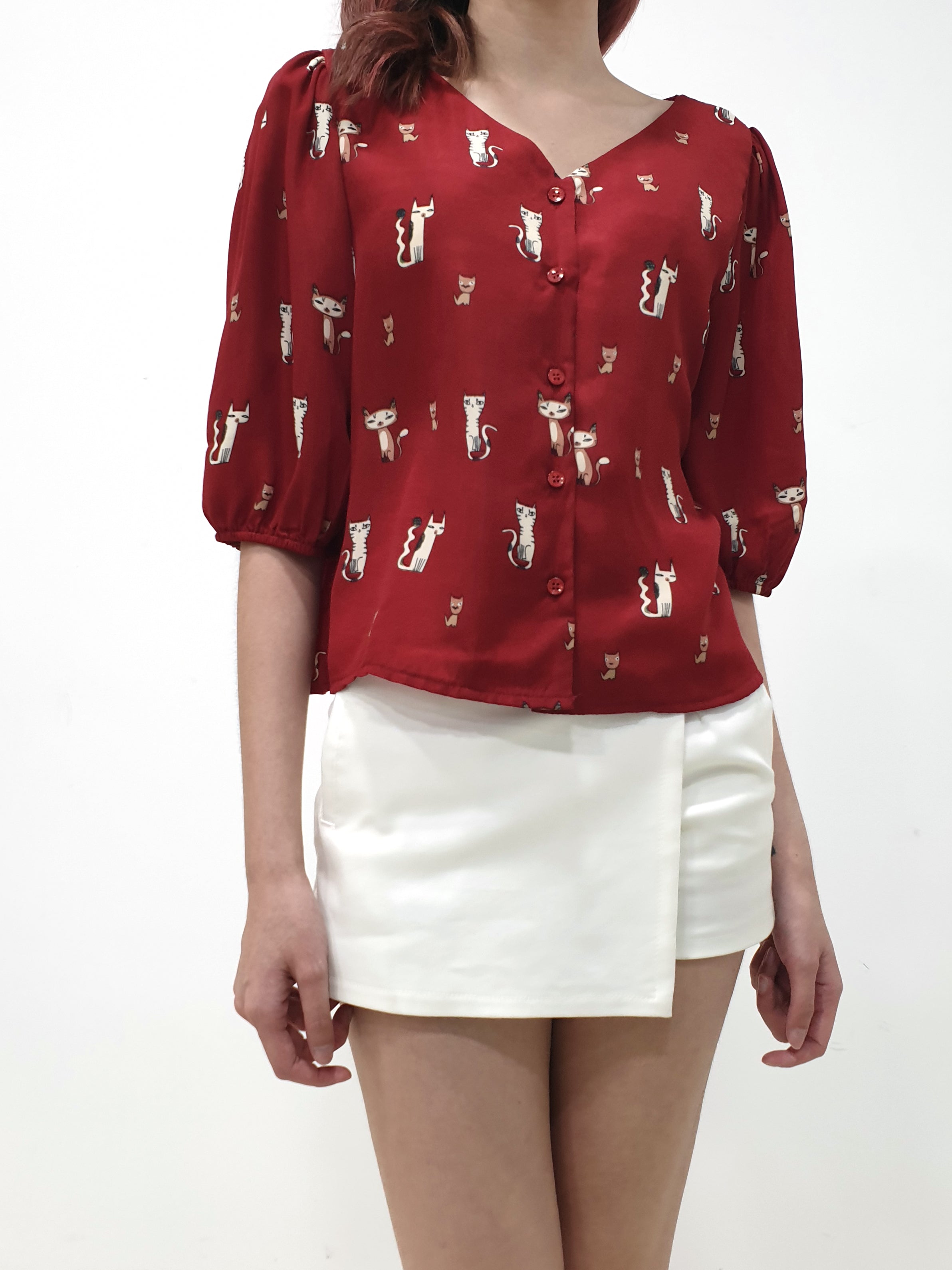 Cat Print Top (Non-returnable) - Ferlicious